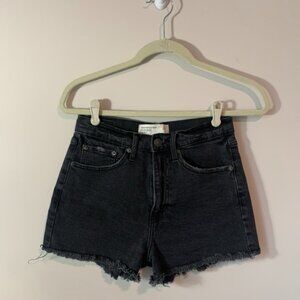 Women's Black Abercrombie & Fitch High Rise Short | High Waisted | Denim Shorts